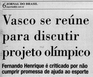 O COB e o presidente Fernando Henrique Cardoso foram criticados pela falta de investimento no esporte (Foto: Jornal do Brasil)
