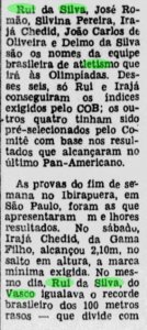 Jornal dos Sports (RJ) contando sobre a classificação do vascaíno Rui da Silva para os Jogos Olímpicos de Montreal