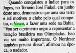 Edvaldo Valério foi o primeiro atleta brasileiro da natação negro que foi aos Jogos Olímpicos (Foto: Jornal do Brasil)