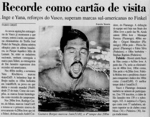 O Vasco que contava com nadadores brasileiros e estrangeiros quebrou inúmeros recordes no Troféu Finkel de 2000 (Foto: Jornal do Brasil / Evandro Teixeira)