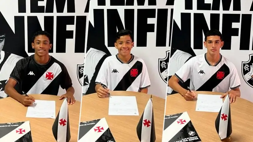 Três atletas do Sub 14 assinam contrato de formação o Vasco Papo