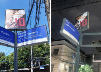 Absurdo! Placa da Avenida Roberto Dinamite é furtada