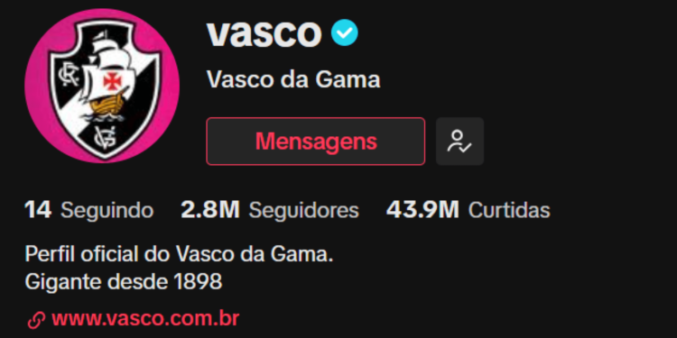 Vasco bate rivais novamente e termina o mês de setembro na liderança em visualizações no Tik Tok