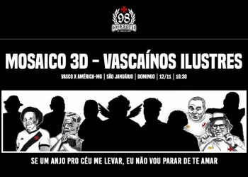 Torcida do Vasco prepara mosaico 3D homenageando vascaínos ilustres; confira