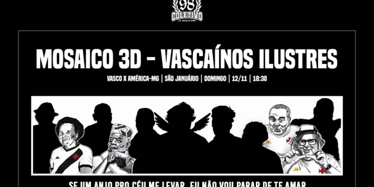 Torcida do Vasco prepara mosaico 3D homenageando vascaínos ilustres; confira