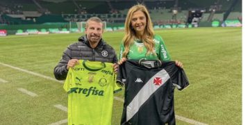 Presidente do Vasco e Leila Pereira, mandatária do Palmeiras